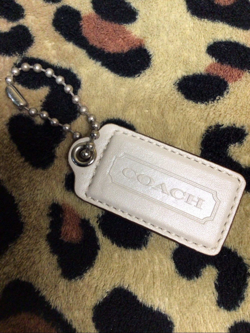 Coach Cream Leather Hangtag/Keychain
